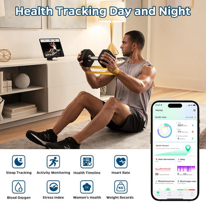 Smart Health Tracking Ring with Sleep Monitoring, Heart Rate Monitoring, and Activity Tracking Features, Waterproof Design, Gesture Control, 7-Day Battery Life, Compatible with iOS and Android (Silver, Size #8)