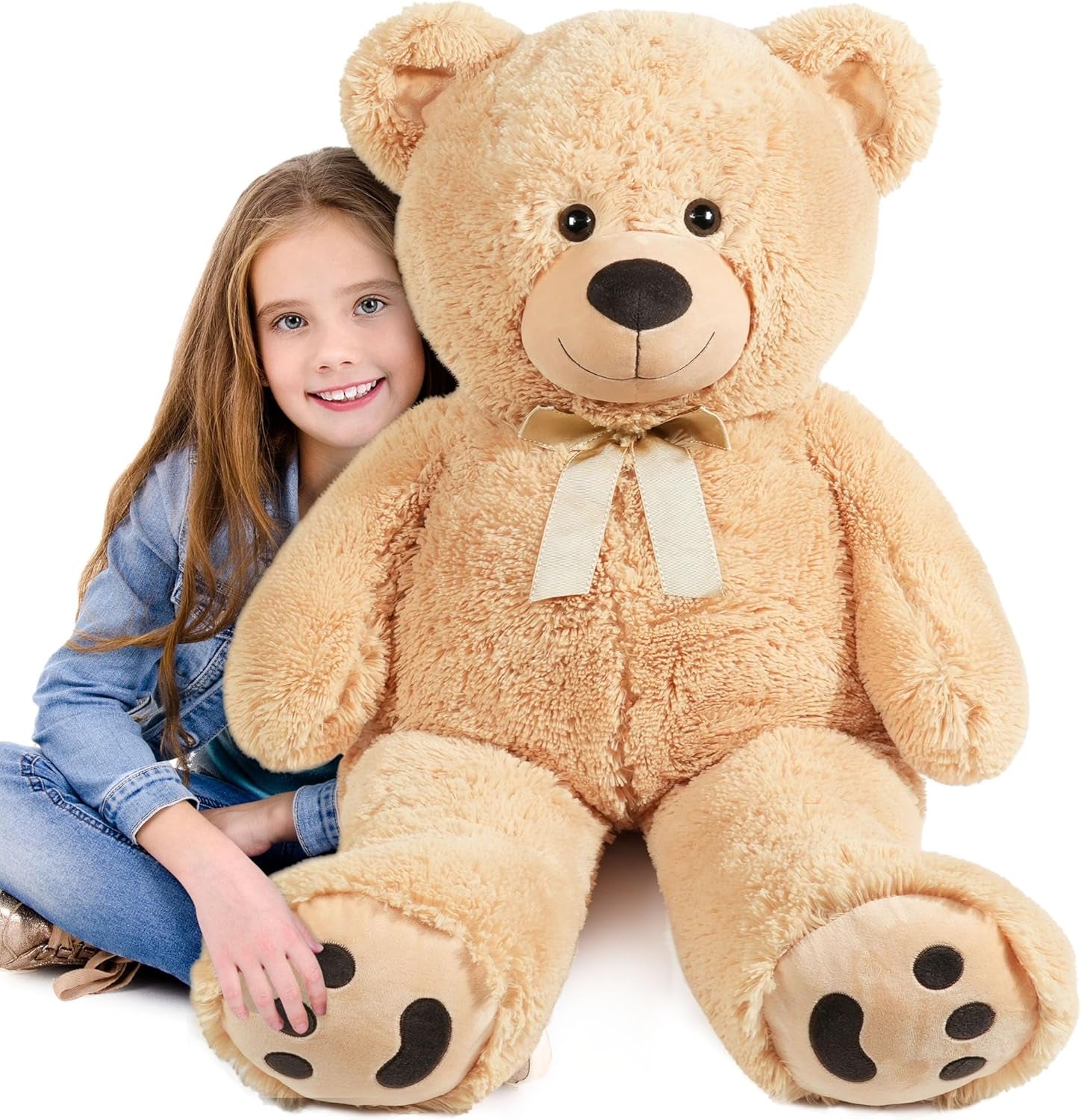 3 Feet Giant Teddy Bear Stuffed Animal, 39 Inch Large Bear Plush Toy with Footprints for Birthday, Anniversary, for Her, Women, Girlfriend, Wife